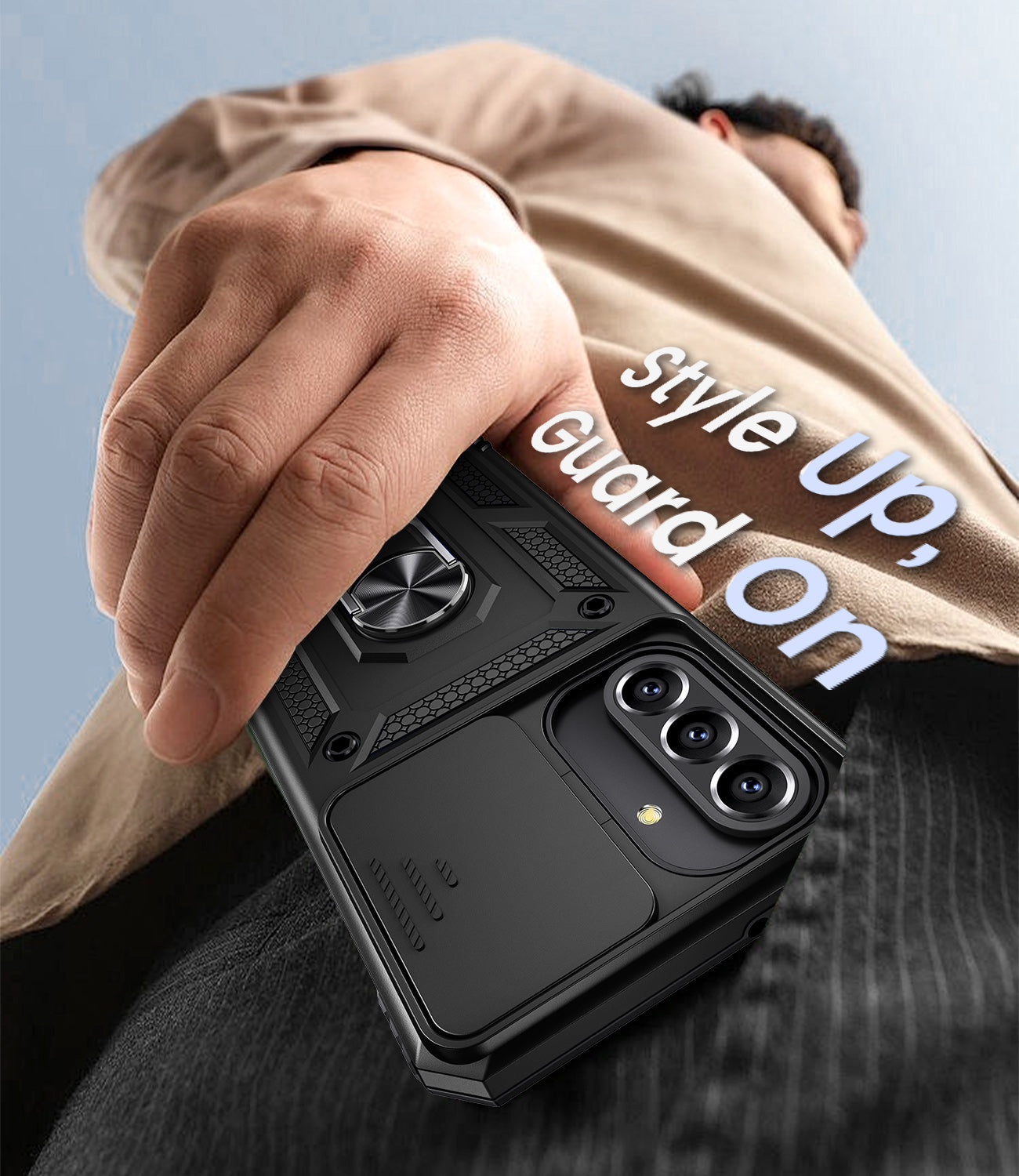 Tensea Compatible with Samsung Galaxy A36 A56 5G Case with Camera Cover & 360° Kickstand Ring with Tempered Glass Screen Protector, Military Grade Shockproof Protective Bumper Cover for A36 A56 5G 4G