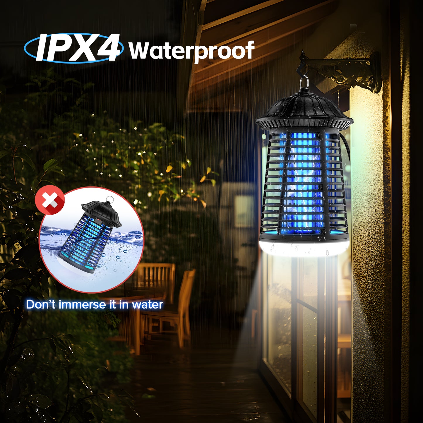 Tensea 4200V Bug Zapper Outdoor Indoor with LED Light, IPX4 Wterproof Mosquito Killer, Electric Fly Zapper, Plug in Mosquito Zapper in for Patio, Garden, Kitchen, Home