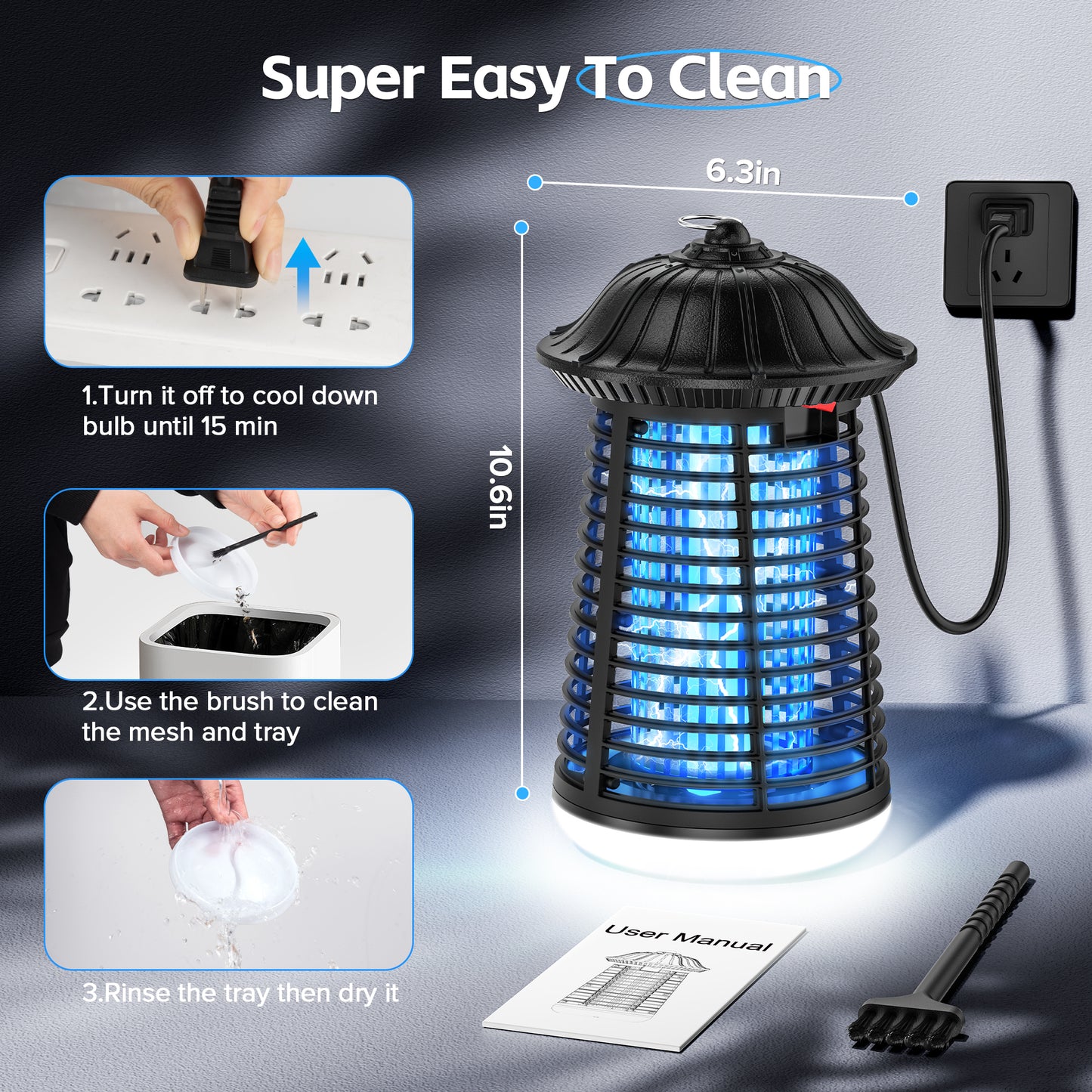 Tensea 4200V Bug Zapper Outdoor Indoor with LED Light, IPX4 Wterproof Mosquito Killer, Electric Fly Zapper, Plug in Mosquito Zapper in for Patio, Garden, Kitchen, Home