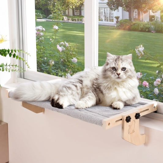 Tensea 2 In 1 Cat Window Perch & Cat Bed with Plush Bed Cover Hold up to 40lbs,Adjustable Cat Hammock for Large Cats,Cat Window Seat for Windowsill,Bedside,Drawer,Cabinet