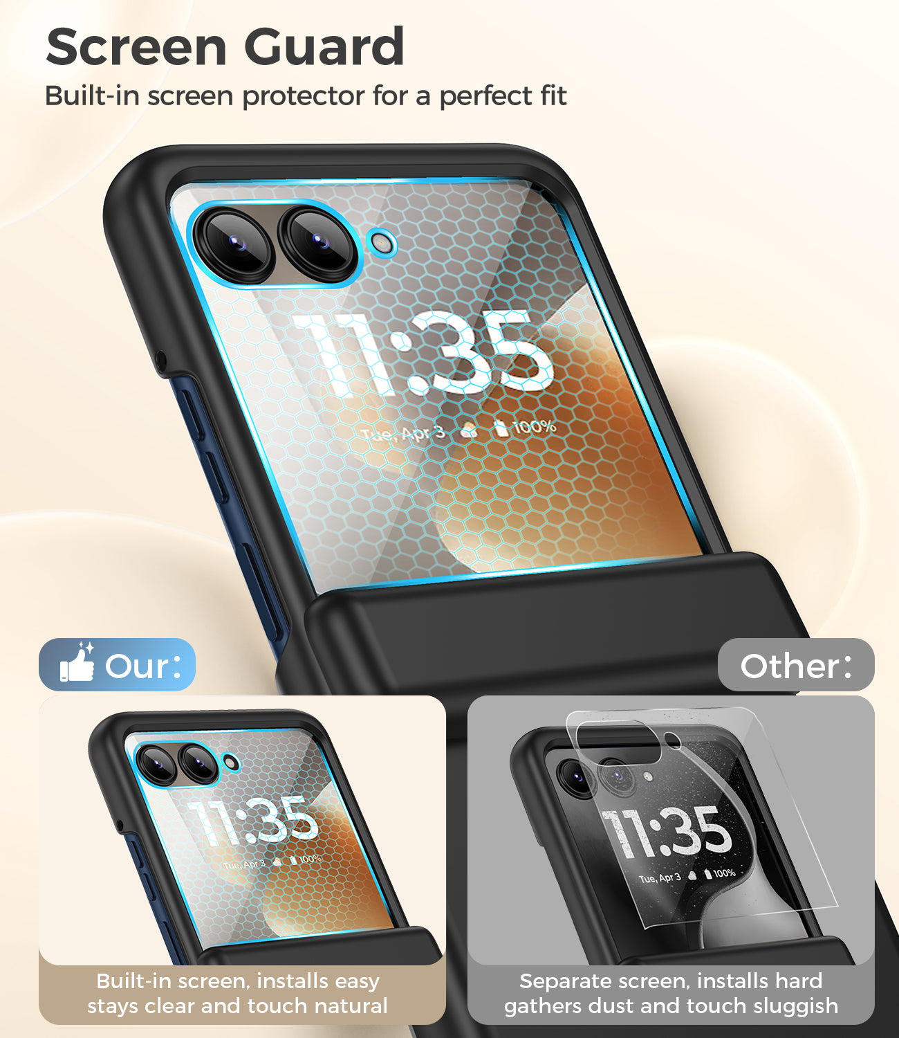 for Motorola Razr 2026/2025/2024 Case with Built-in Screen Protector | [Compatible with MagSafe] Case for Moto Razr 2026/2025/2024, Hinge Protection Hard PC Shockproof Magnetic Cover